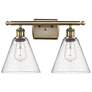 Berkshire 2 Light 18" Bath Light - Antique Brass - Seedy Shade