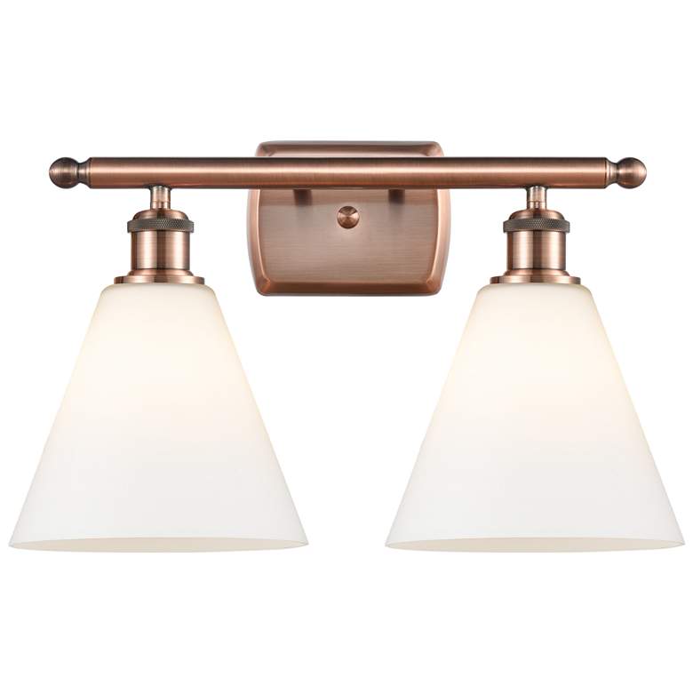 Image 1 Berkshire 2 Light 18" Bath Light - Antique Copper - Matte White Shade