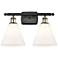 Berkshire 2 Light 18" Bath Light - Black Antique Brass - Matte White S