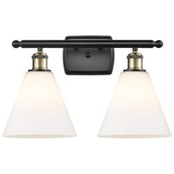 Berkshire 2 Light 18" Bath Light - Black Antique Brass - Matte White S