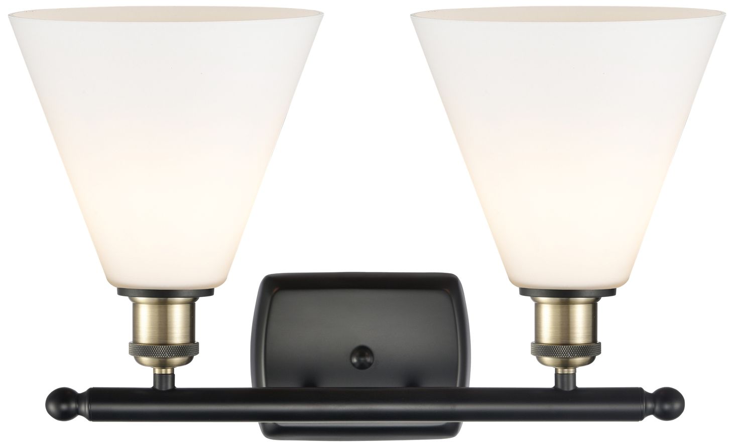 Image 2 Berkshire 2 Light 18" Bath Light - Black Antique Brass - Matte White S more views