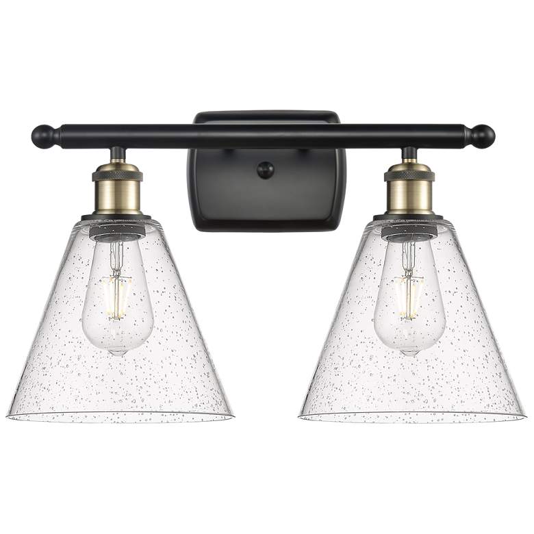 Image 1 Berkshire 2 Light 18" Bath Light - Black Antique Brass - Seedy Shade