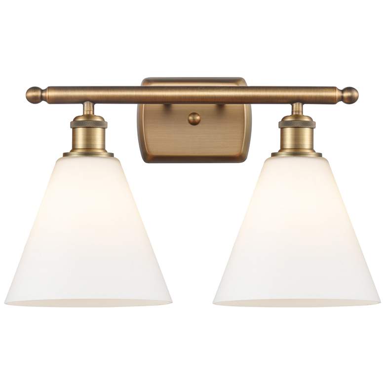 Image 1 Berkshire 2 Light 18" Bath Light - Brushed Brass - Matte White Shade