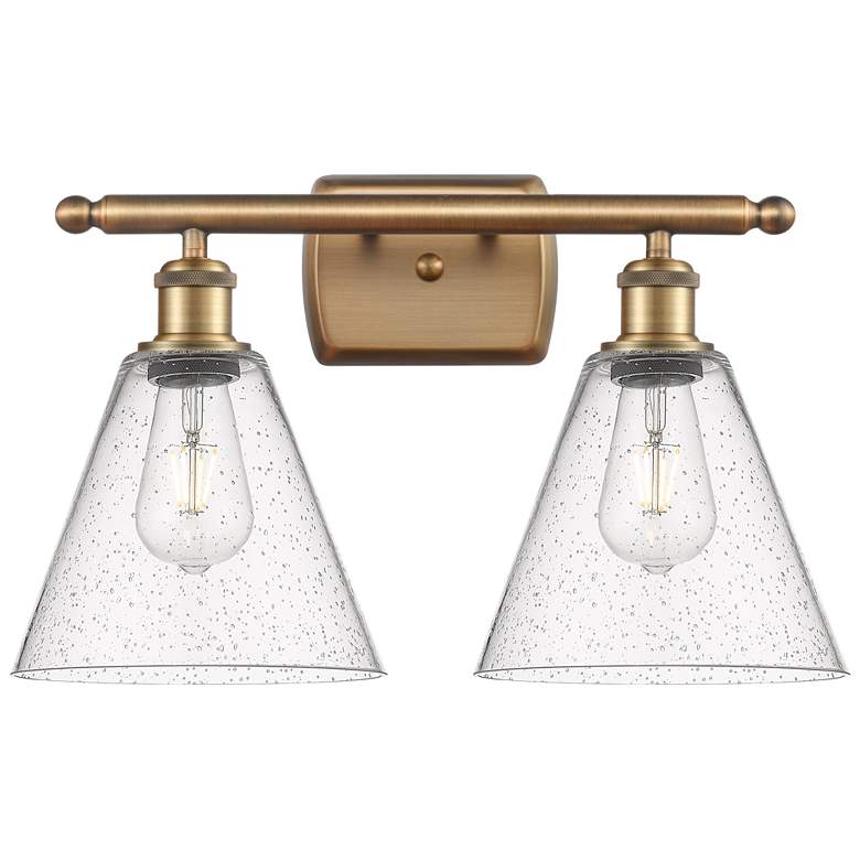 Image 1 Berkshire 2 Light 18" Bath Light - Brushed Brass - Seedy Shade