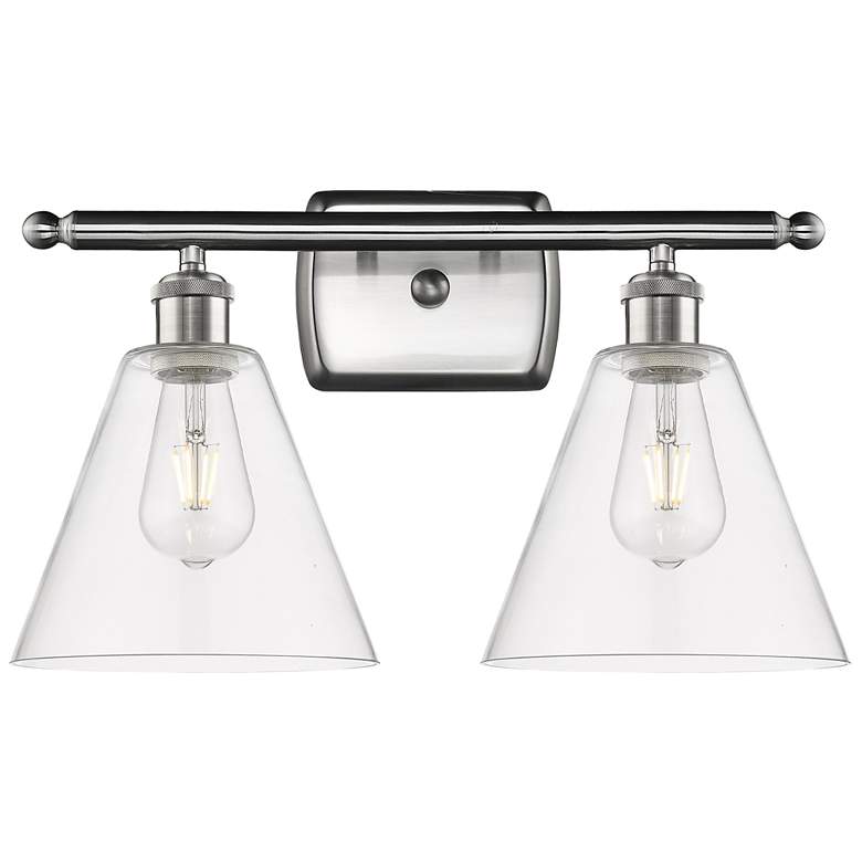 Image 1 Berkshire 2 Light 18" Bath Light - Brushed Satin Nickel - Clear Shade