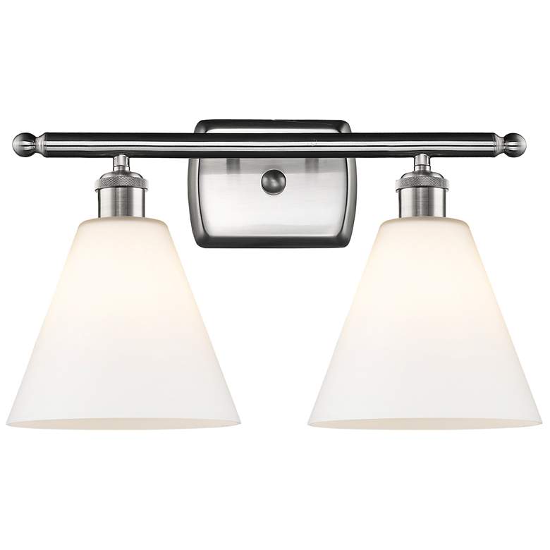 Image 1 Berkshire 2 Light 18" Bath Light - Brushed Satin Nickel - Matte White