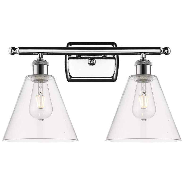 Image 1 Berkshire 2 Light 18" Bath Light - Polished Chrome - Clear Shade
