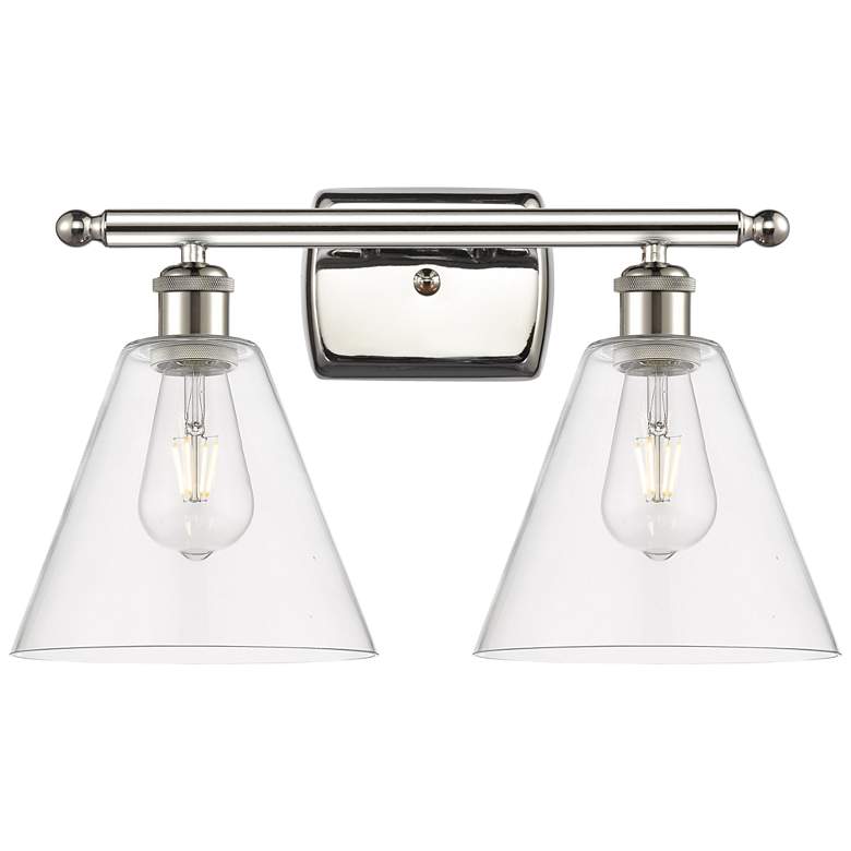 Image 1 Berkshire 2 Light 18" Bath Light - Polished Nickel - Clear Shade