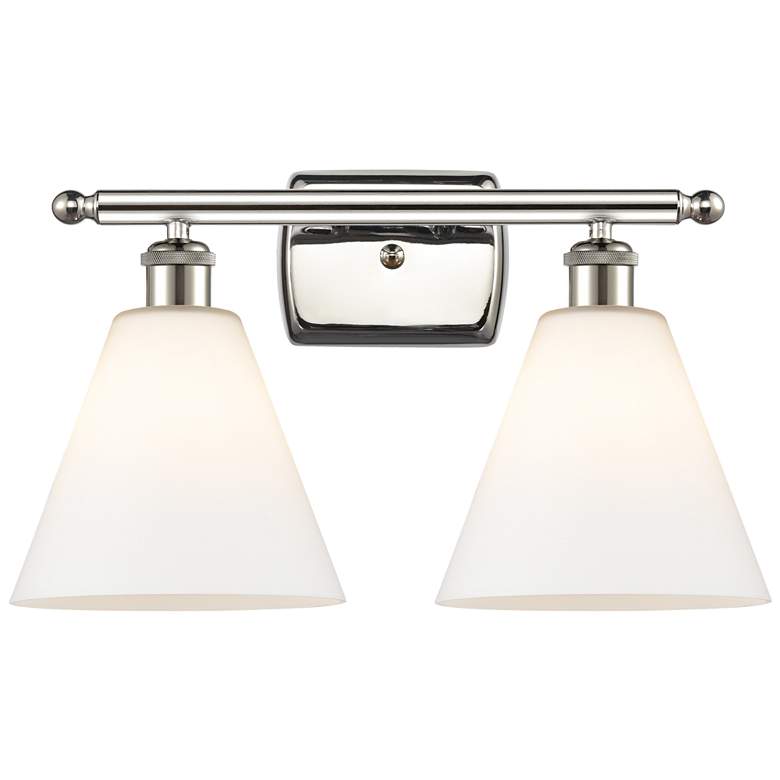 Image 1 Berkshire 2 Light 18" Bath Light - Polished Nickel - Matte White Shade