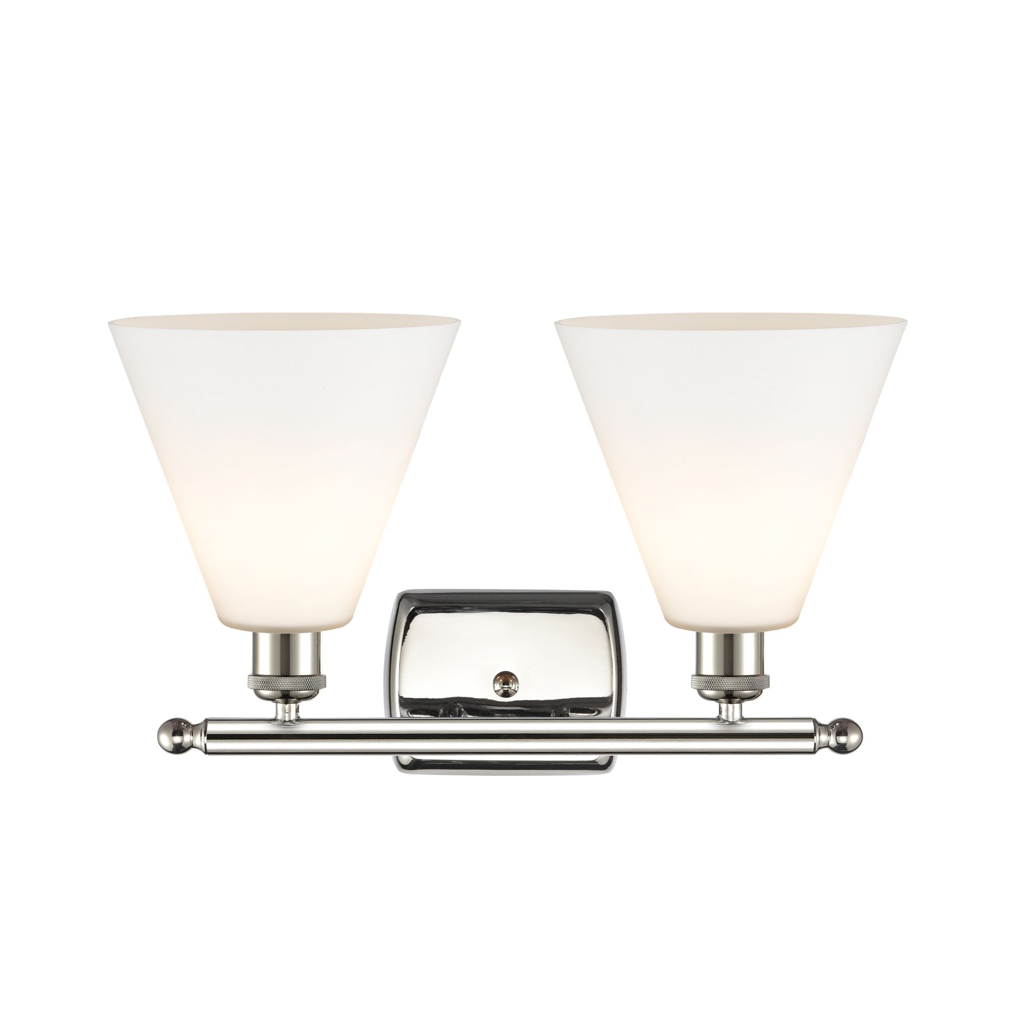 Image 2 Berkshire 2 Light 18" Bath Light - Polished Nickel - Matte White Shade more views