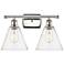 Berkshire 2 Light 18" Bath Light - Polished Nickel - Seedy Shade