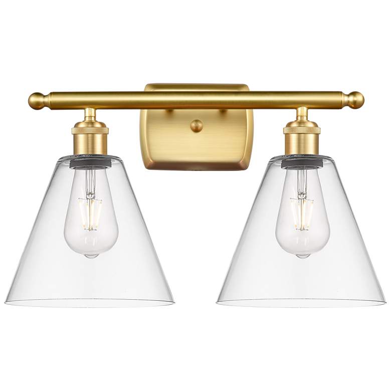 Image 1 Berkshire 2 Light 18" Bath Light - Satin Gold - Clear Shade
