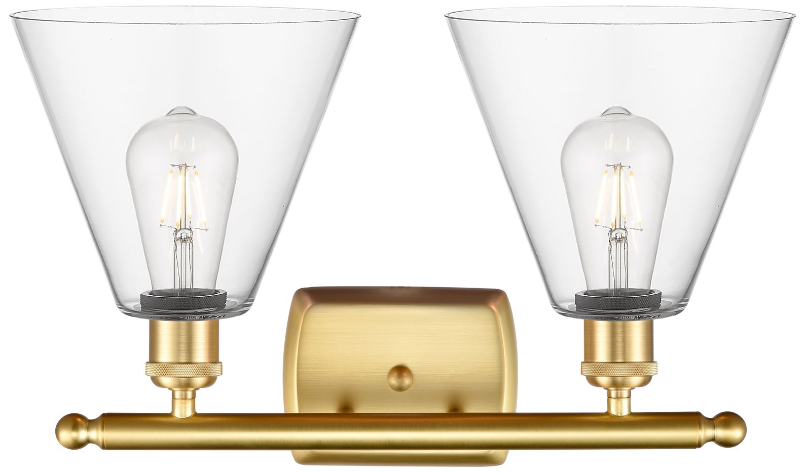 Image 3 Berkshire 2 Light 18" Bath Light - Satin Gold - Clear Shade more views