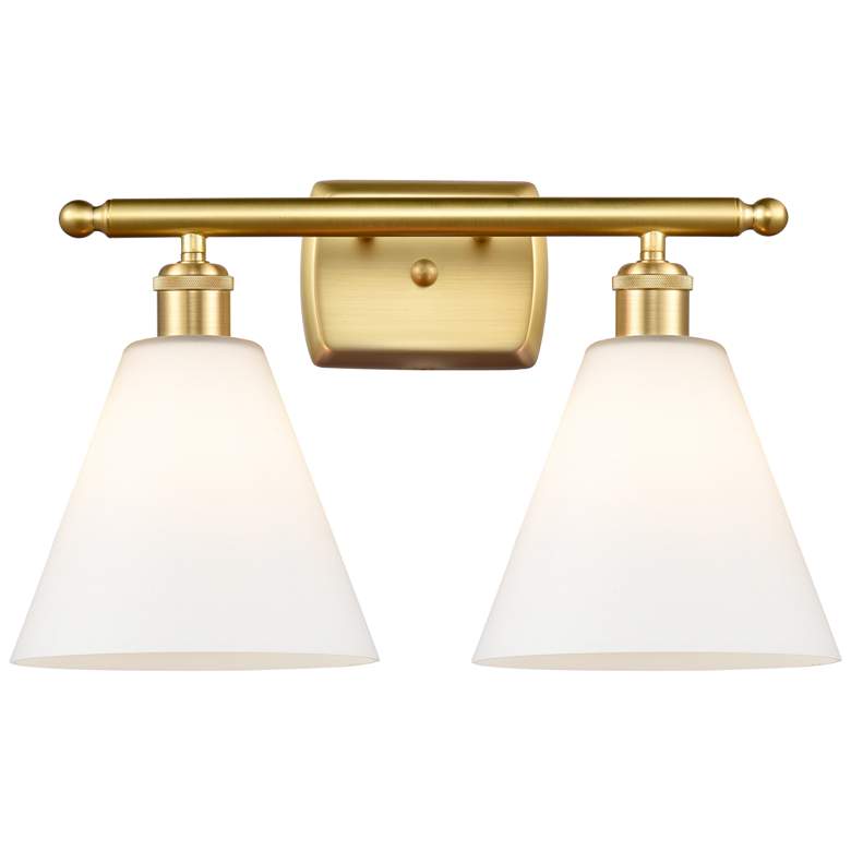 Image 1 Berkshire 2 Light 18 inch Bath Light - Satin Gold - Matte White Shade