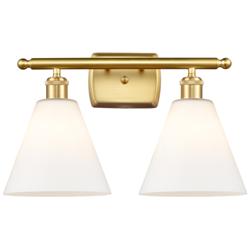 Berkshire 2 Light 18" Bath Light - Satin Gold - Matte White Shade