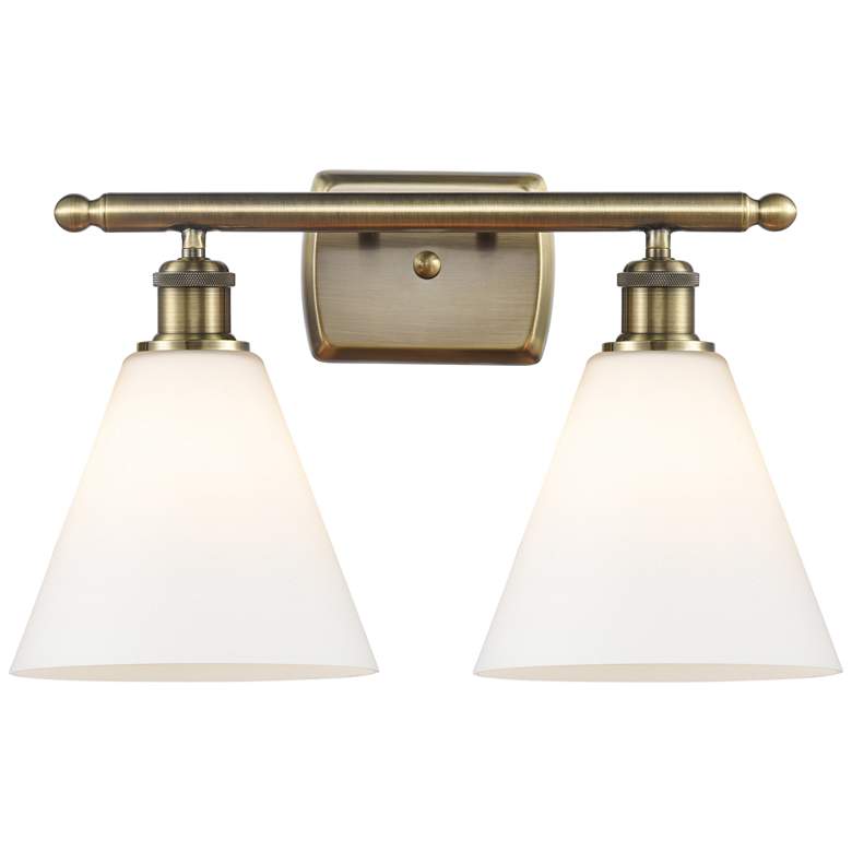 Image 1 Berkshire 2 Light 18" LED Bath Light - Antique Brass - Matte White Sha