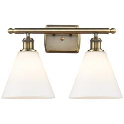Berkshire 2 Light 18" LED Bath Light - Antique Brass - Matte White Sha