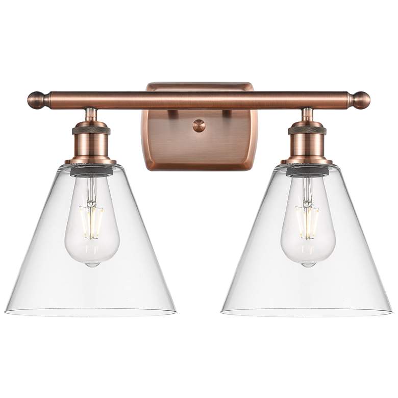Image 1 Berkshire 2 Light 18 inch LED Bath Light - Antique Copper - Clear Shade