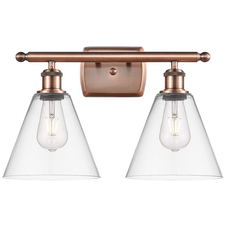 Image 1 Berkshire 2 Light 18" LED Bath Light - Antique Copper - Clear Shade