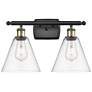 Berkshire 2 Light 18" LED Bath Light - Black Antique Brass - Clear Sha