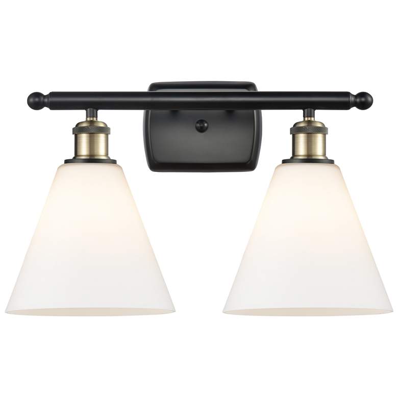 Image 1 Berkshire 2 Light 18" LED Bath Light - Black Brass - White Shade