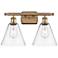 Berkshire 2 Light 18" LED Bath Light - Brushed Brass - Clear Shade