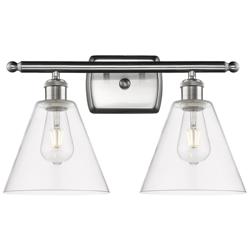 Berkshire 2 Light 18" LED Bath Light - Brushed Satin Nickel - Clear Sh