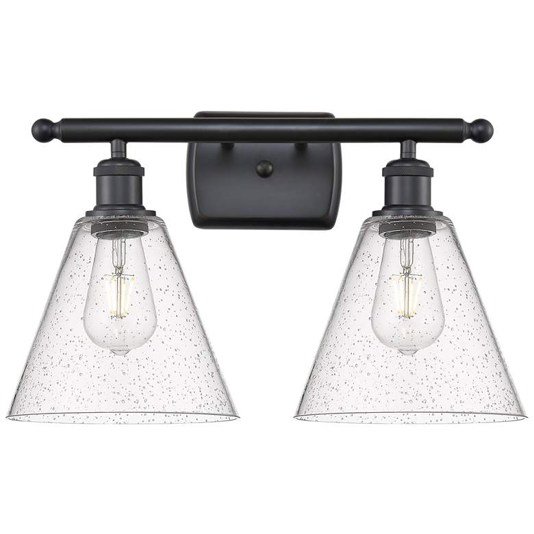 Image 1 Berkshire 2 Light 18" LED Bath Light - Matte Black - Seedy Shade