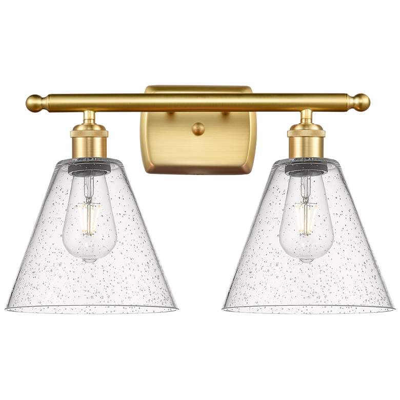 Image 1 Berkshire 2 Light 18" LED Bath Light - Satin Gold - Seedy Shade