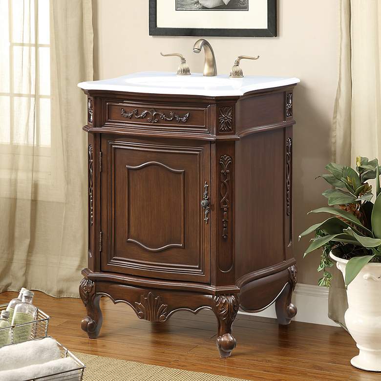 Image 1 Berkshire 24" Wide Coffee Brown Single Sink Bathroom Vanity