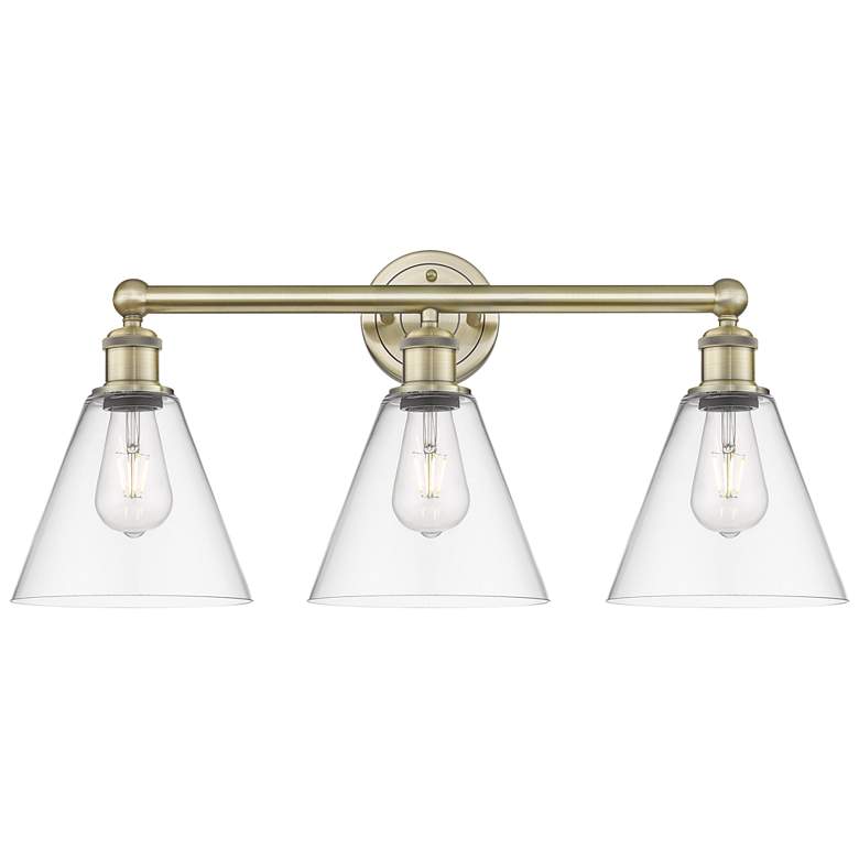Image 1 Berkshire 26" Wide 3 Light Antique Brass Bath Vanity Light With Clear