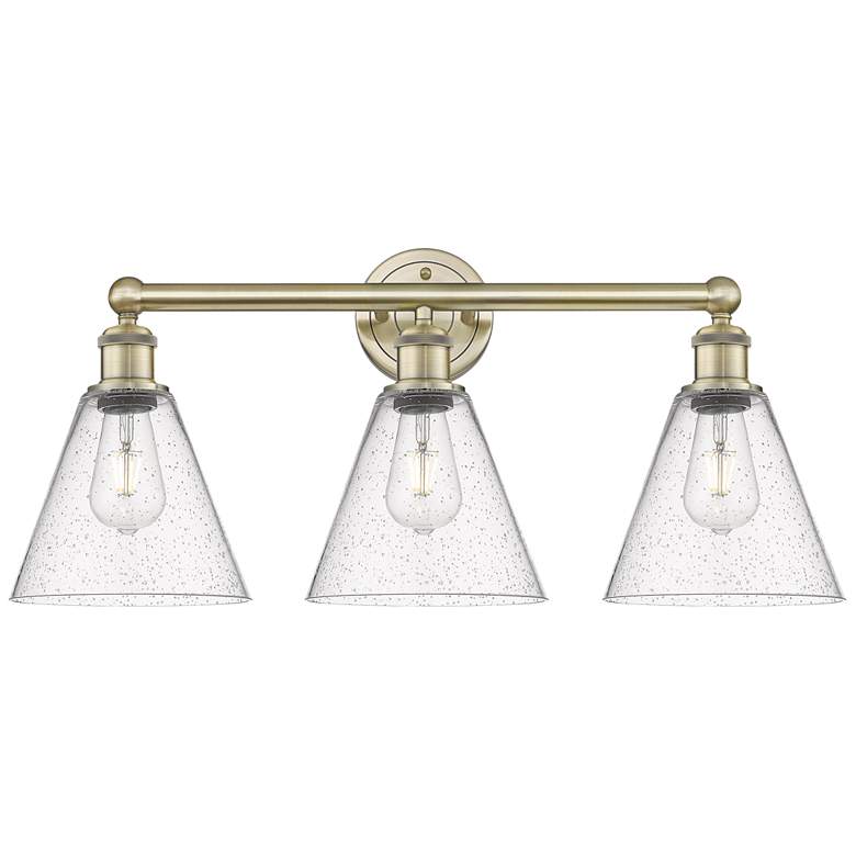 Image 1 Berkshire 26" Wide 3 Light Antique Brass Bath Vanity Light With Seedy