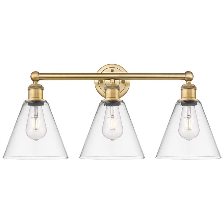 Image 1 Berkshire 26" Wide 3 Light Brushed Brass Bath Vanity Light With Clear