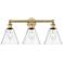 Berkshire 26" Wide 3 Light Brushed Brass Bath Vanity Light With Clear