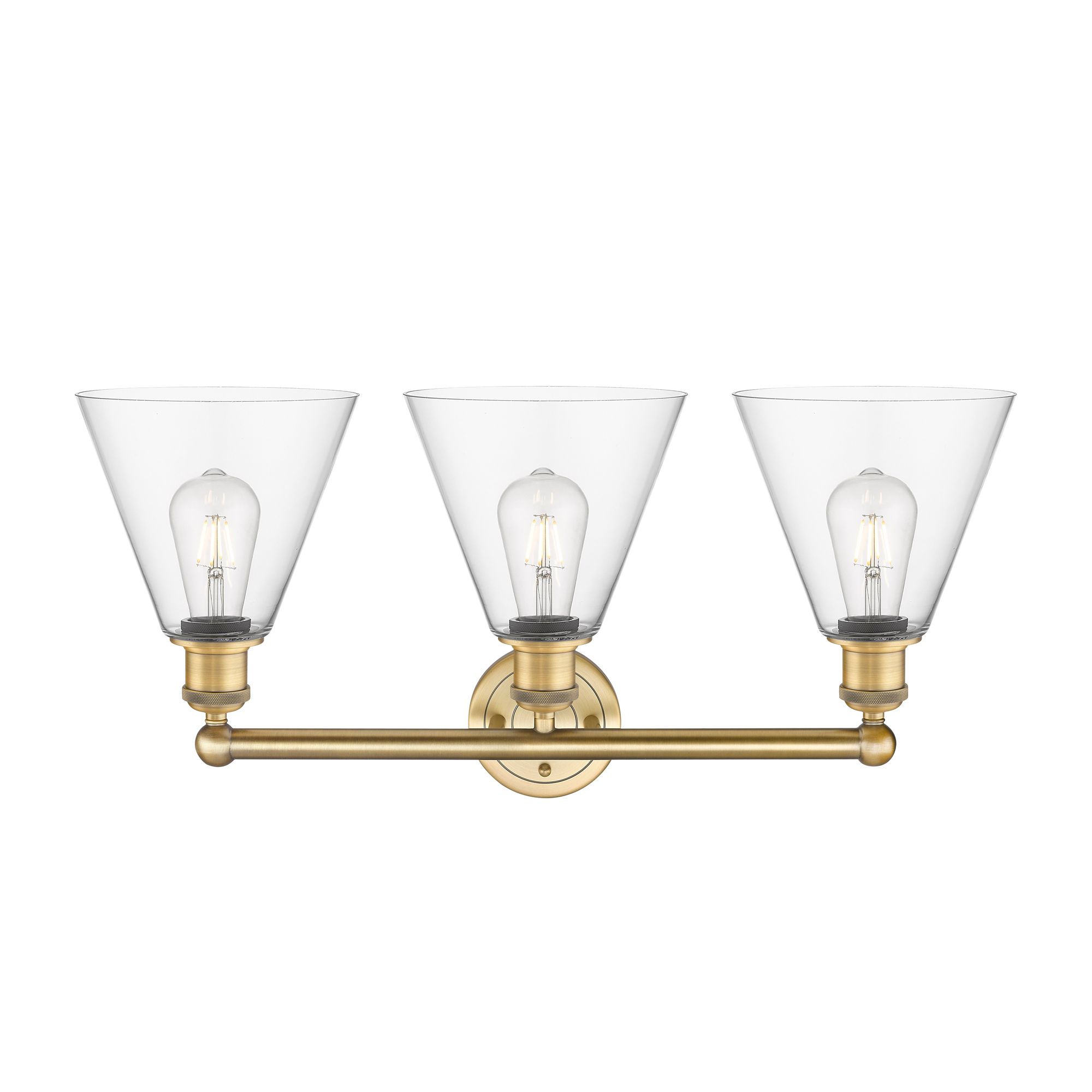 Image 2 Berkshire 26" Wide 3 Light Brushed Brass Bath Vanity Light With Clear  more views