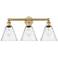 Berkshire 26" Wide 3 Light Brushed Brass Bath Vanity Light With Seedy