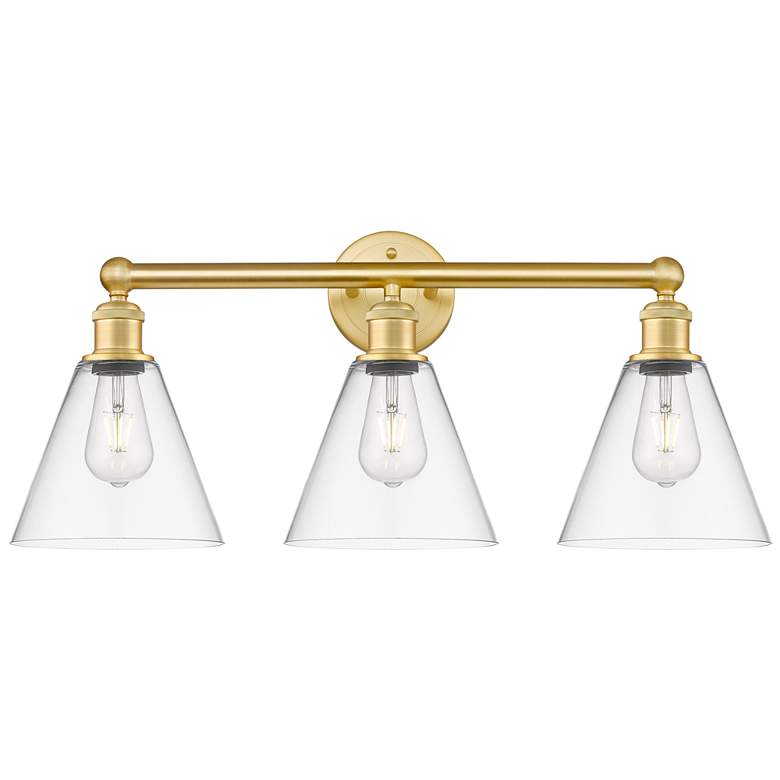 Image 1 Berkshire 26" Wide 3 Light Satin Gold Bath Vanity Light With Clear Sha
