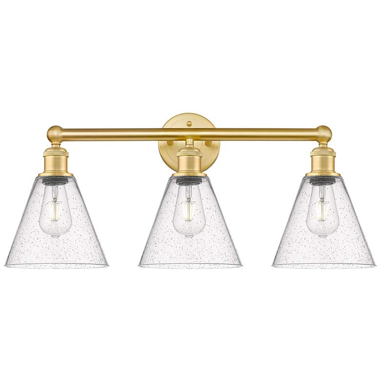 Image 1 Berkshire 26" Wide 3 Light Satin Gold Bath Vanity Light With Seedy Sha