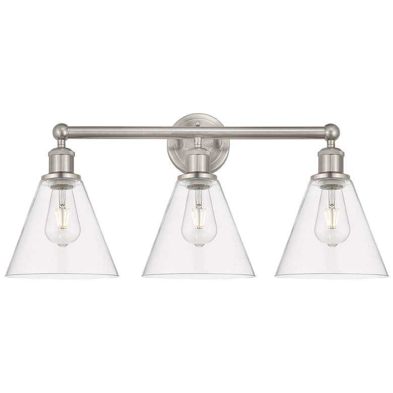 Image 1 Berkshire 26" Wide 3 Light Satin Nickel Bath Vanity Light With Clear S