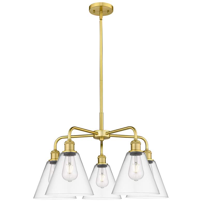 Image 1 Berkshire 26" Wide 5 Light Satin Gold Stem Hung Chandelier With Clear