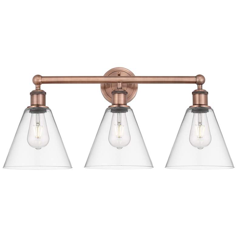 Image 1 Berkshire 26"W 3 Light Antique Copper Bath Vanity Light With Clear Sha