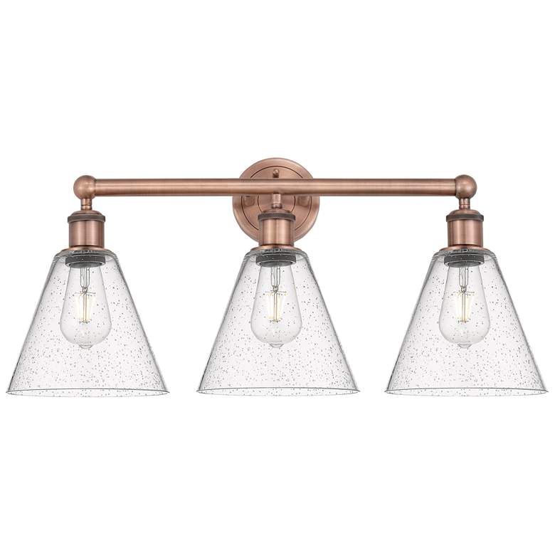 Image 1 Berkshire 26"W 3 Light Antique Copper Bath Vanity Light With Seedy Sha