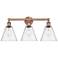 Berkshire 26"W 3 Light Antique Copper Bath Vanity Light With Seedy Sha