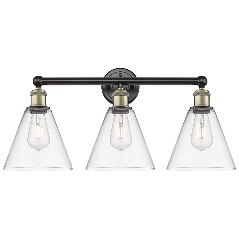 Image 1 Berkshire 26"W 3 Light Black Antique Brass Bath Light With Clear Shade