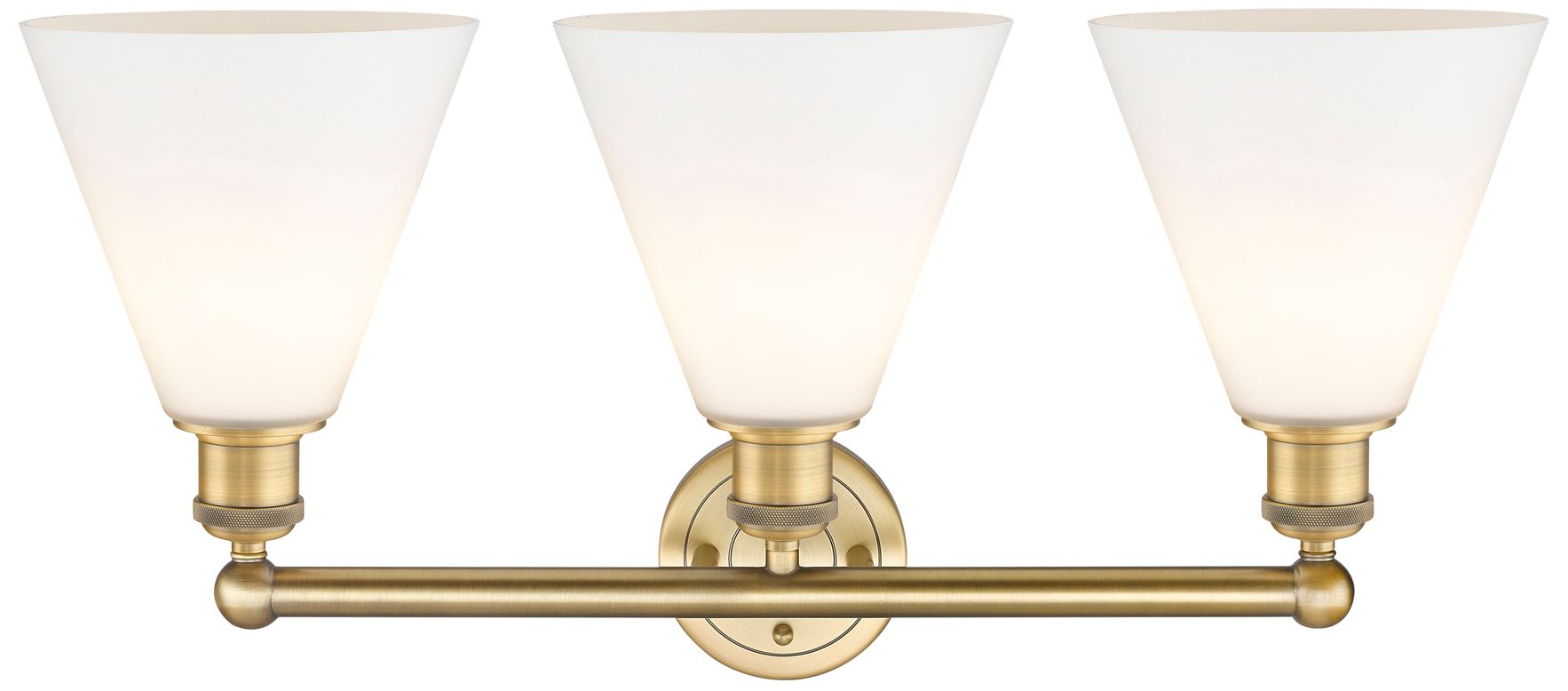 Image 2 Berkshire 26"W 3 Light Brushed Brass Bath Vanity Light With White Shad more views