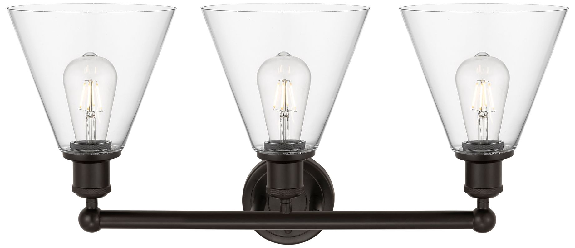 Image 4 Berkshire 26"W 3 Light Oil Rubbed Bronze Bath Vanity Light With Clear  more views