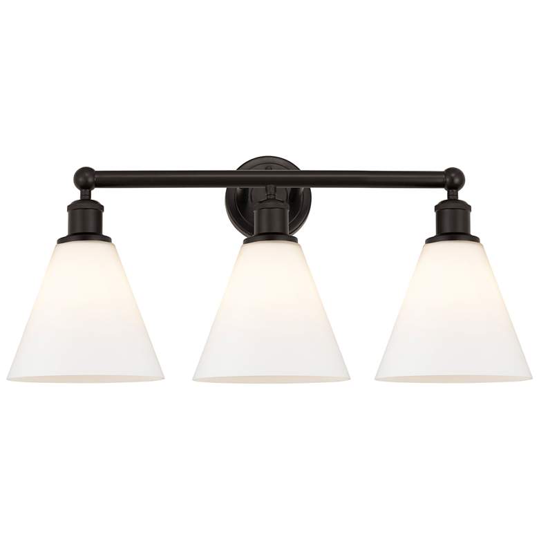 Image 1 Berkshire 26"W 3 Light Oil Rubbed Bronze Bath Vanity Light With White