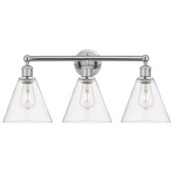 Berkshire 26&quot;W 3 Light Polished Chrome Bath Vanity Light With Clear Sh