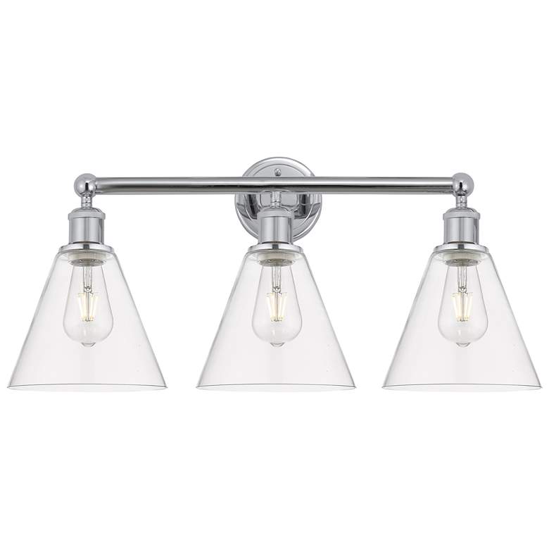 Image 1 Berkshire 26"W 3 Light Polished Chrome Bath Vanity Light With Clear Sh