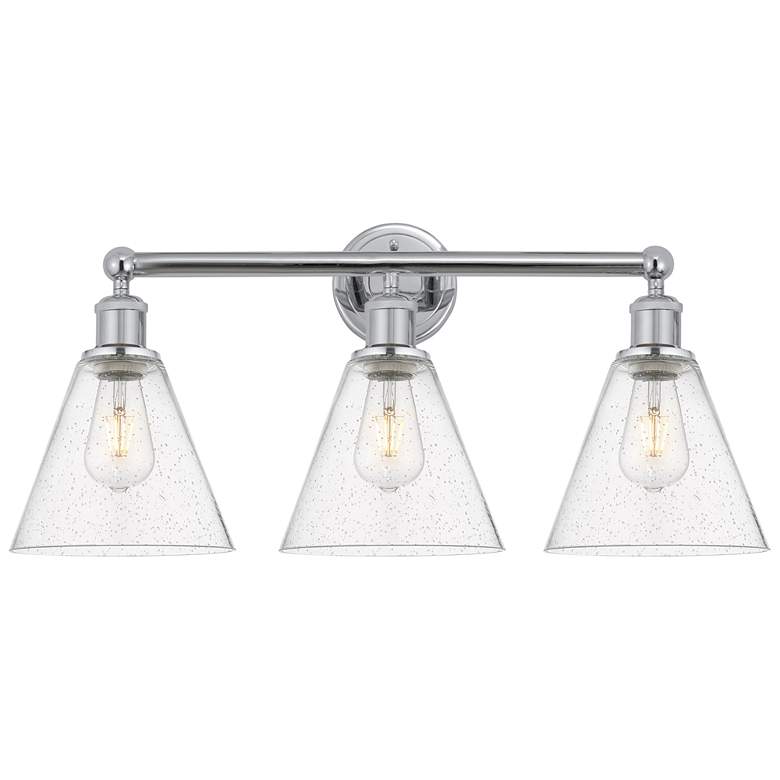 Image 1 Berkshire 26"W 3 Light Polished Chrome Bath Vanity Light With Seedy Sh